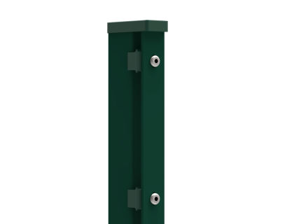 Zaunpfosten mit Abdeckleiste Standardfarbe: RAL 6005 Moosgrün 1.200 mm Zum Einbetonieren Eckpfosten (90°)