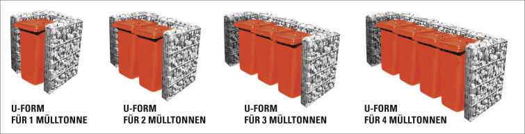 Mülltonnenabtrennung Incognito U-Form 2 Mülltonnen (190 x 100 cm) 120 cm